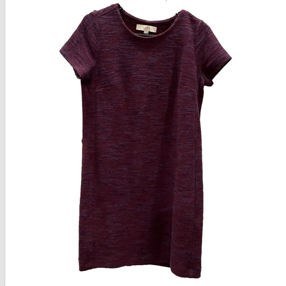 Loft Dress Size Small, Burgundy Short Sleeve.